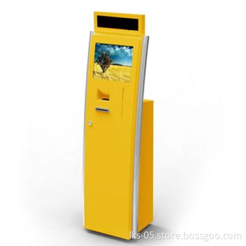 Self service queue kiosk terminals with LED signage box and 17-inch touch screen